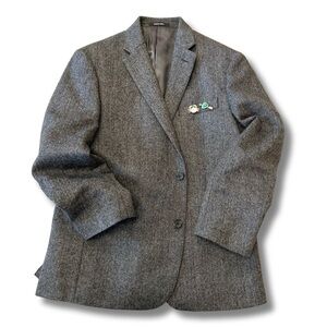 Ralph Lauren Wool Blazer Women’s Oversized Gray Herringbone--Boyfriend Fit M/L